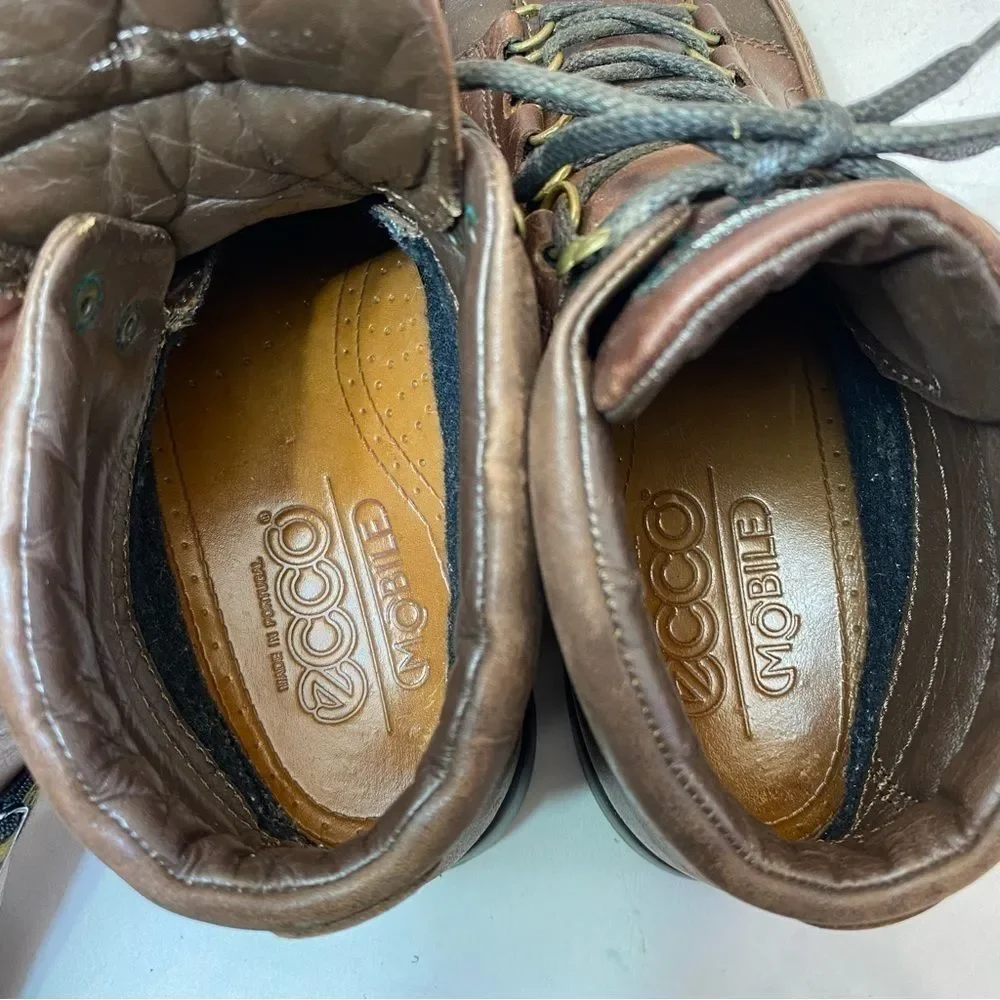Ecco Mobile Genuine Footwear Brown Leather Men's Boots Size 41/7-7.5